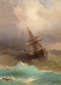 ship in the stormy sea 1887 Romantic Ivan Aivazovsky Russian
